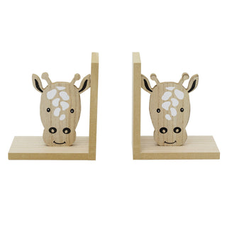 Children's Wooden Giraffe Book Ends, 17x30cm Kids Jungle Safari Animal Bookends