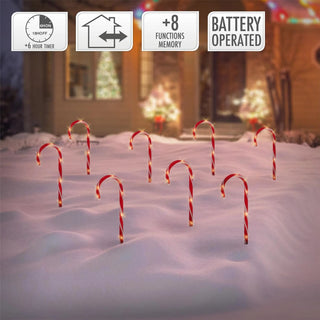 8 Piece Outdoor Christmas Candy Cane Lights Pathway Lighting | Set Of 8 LED Candy Cane Christmas Lights Path Markers | Outdoor Light Up Christmas Candy Canes