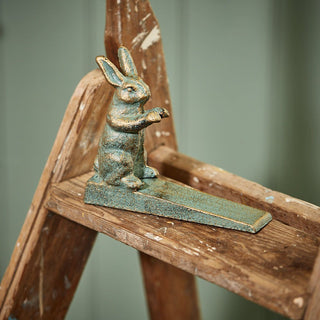 Wrought Iron Hare Door Wedge | Vintage Style Metal Rabbit Doorstop Wedge - 16cm