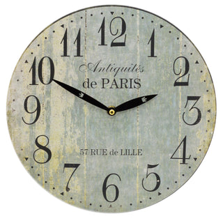Paris 28Cm Distressed Round Wall Clock - Duck Egg Blue