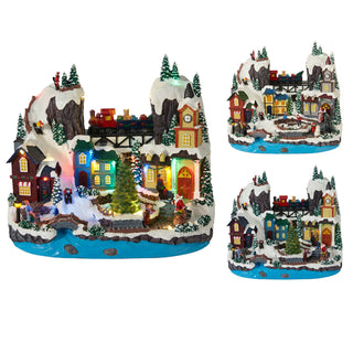 LED Christmas Village Scene with Movement, Animated Tabletop Decoration