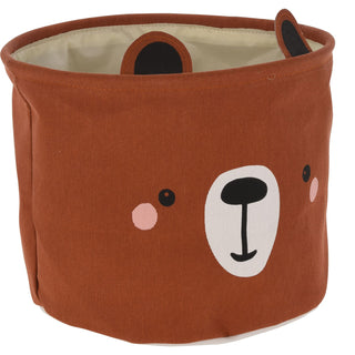 Set Of 2 Childrens Fabric Storage Baskets | Kids Toy Storage Boxes - Bear