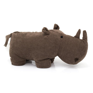 Adorable Chocolate Brown Rhinoceros Doorstop | Decorative Fabric Animal Door Stop | Novelty Rhino Wildlife Door Stopper