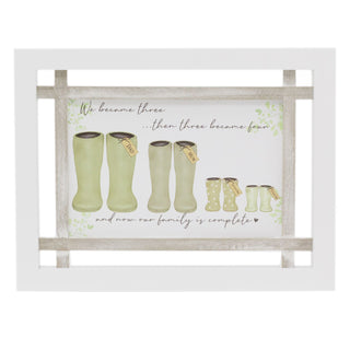 Our Family Wellington Boots Family Plaque | Wall Hanging Sign Family Wall Art | Shabby Chic Home Accessories