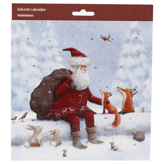 Santa and Foxes Traditional Picture Christmas Advent Calendar, 21.3cm 24 Door