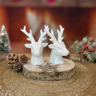 Ceramic Reindeer Salt & Pepper Set | 2 Piece Christmas Salt and Pepper Pots