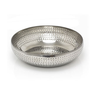38cm Extra Large Stainless Steel Kitchen Fruit Bowl | Round Silver Display Bowl With Hammered Detail | Multi-purpose Serving Bowl Salad Bowl Decorative Bowl
