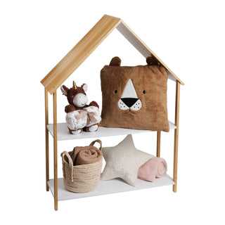 House-Shaped Kids Bookcase | Children's Storage Unit 2-Tier Shelf - 80x108cm