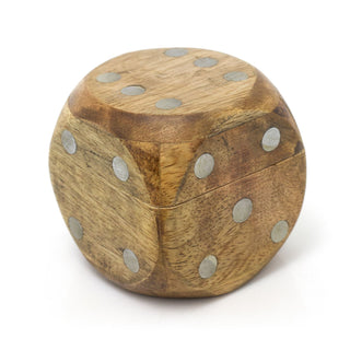 Set Of 5 Wooden Die In Dice Shaped Case | Five Piece Dice Game Set Storage Case