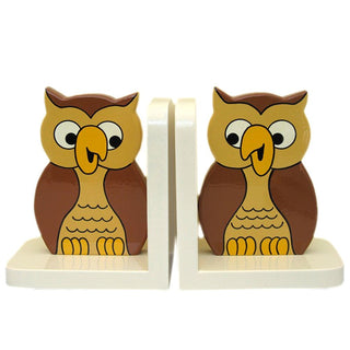 Owl Wooden Bookends For Kids | Childrens Book Ends | Book Stoppers For Shelves, Kids Room or Nursery Decor - Hand Made in UK