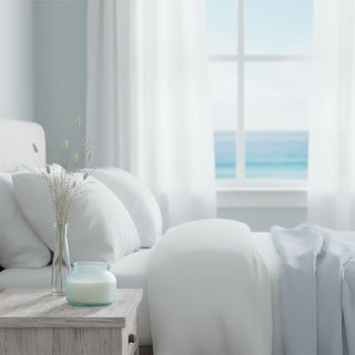 Sea Salt Scented Candle, 10cm Blue Frosted Glass Jar with Approx. 45-Hour Burn