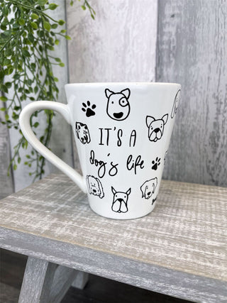 It's A Dog Life White Ceramic Coffee Mug | Novelty Puppy Canine Tea Cup | Hot Drinks Mugs Cups Dog Lover Gift