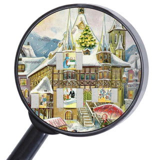 1952 Old Town Scene | Freestanding Traditional Christmas Paper Advent Calendar