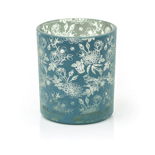 Botanical Love Tealight Holder | Blue & Gold Floral Tea Light Candle Holder