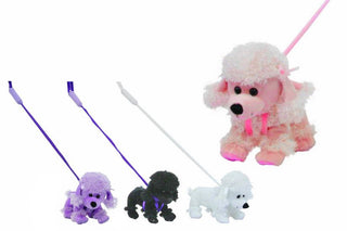 Its Girl Stuff Plush Dog Poodle On Stiff Lead Soft Toy For Children ~ Colour Vary