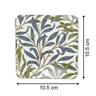 Set of 4 William Morris Willow Bough Coasters, Drinks Coasters - 10.5cm