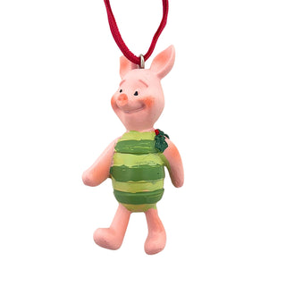 Piglet Christmas Tree Decoration with Holly, Gisela Graham 6.5cm