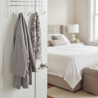 Chrome Over Door Hook Rack, 37cm 5 Hook Metal Door Hanger Storage Hooks