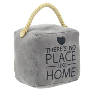Grey Faux Leather Doorstop Cube | Square Door Stop Weighted Door Stopper -1.8kg
