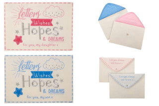 Beautiful Embroidered Felt New Baby Letters, Wishes Hopes And Dream Keepsake Envelope