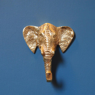 Stunning Gold Effect Elephant Head Wall Mounted Coat Hook ~ Animal Hanger Peg