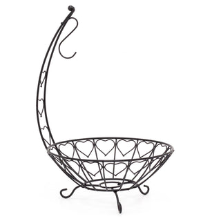 Black Metal Fruit Bowl With Banana Hanger