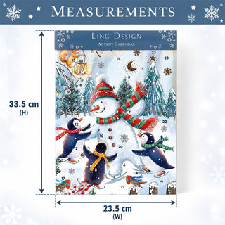 Dancing Snowman and Friends Advent Calendar, 33.5cm Snowman & Penguins