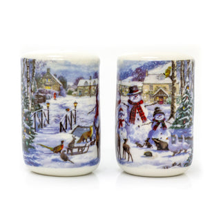 Fine China Magic of Christmas Salt & Pepper Shakers Snowman Salt and Pepper Pots