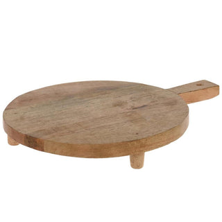 Round Wooden Kitchen Chopping Board On Legs | Mango Wood Cutting Board - 29cm