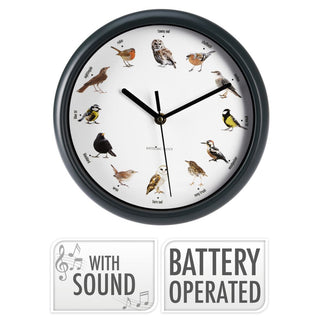 Birdsong Wall Clock with 12 Bird Designs and Hourly Chirps | Bird Clock - 25cm