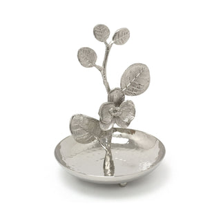 Silver Metal Floral Jewellery Stand Trinket Dish | Aluminium Flower Necklace Jewellery Organiser | Ring Jewellery Holder Jewellery Display Stand