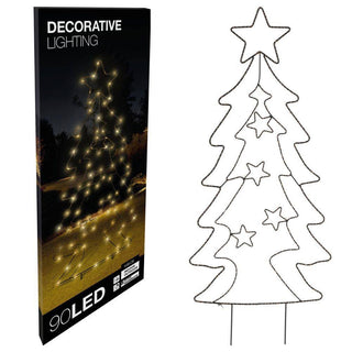 85cm Outdoor LED Christmas Tree Silhouette | 90 LED Warm White Light Up Outdoor Christmas Tree | Black Metal Illuminated Christmas Tree Christmas Decor