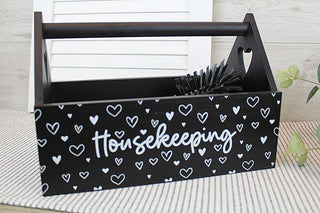 Wooden Caddy Housekeeping Caddy | Cleaning Caddy With Handle Housekeeping Trug | House Cleaning Caddy Cleaning Caddy Organiser