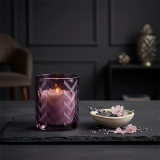 Glass Jar Scented Candle, 10cm Sakura Blossom Purple Holder Single Wick
