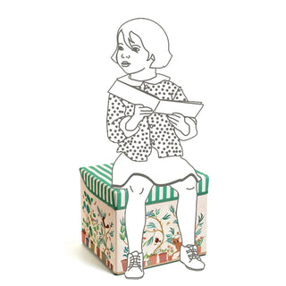 Djeco DD04483 Toy Box Seat | Garden Design Folding Ottoman Seat Toy Storage Box