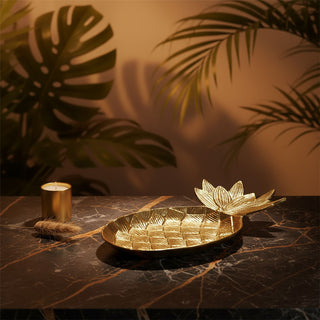Pineapple Trinket Dish, 28cm Gold Metal Jewellery Ring Tray Catchall Dish Decor