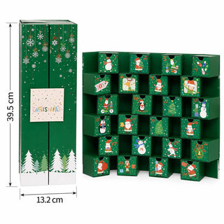 Green Folding Fill Your Own Christmas Advent Calendar, 24 Drawer Countdown