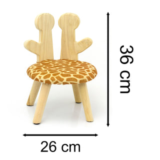 Animal Print Childrens Wooden Stool | Small Round Safari Jungle Animal Footstool - Giraffe
