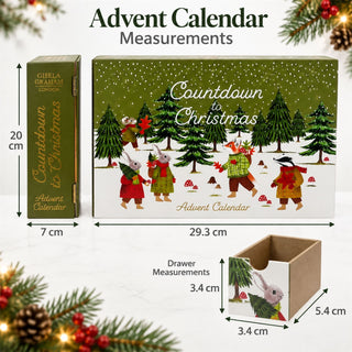 Wooden Fill Your Own Advent Calendar, 24 Drawer Book Style, Woodland Animals