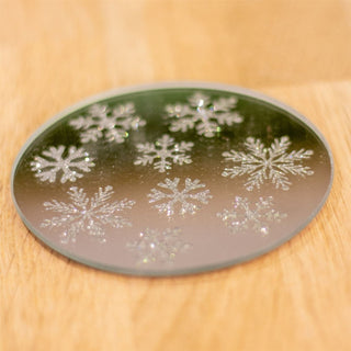 10cm Silver Mirrored Glass Coaster | Round Mirror Glass Candle Plate Stand