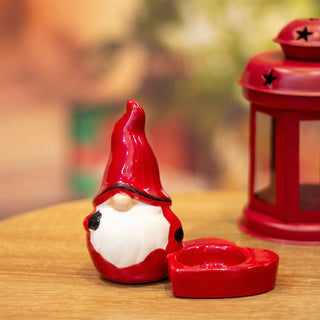 Ceramic Nordic Santa Gonk Tealight Holder Ornament | Gonk Tealight Candle Holder