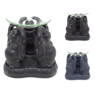 Stoneware Buddha Statue Essential Oil Fragrance Burner | Oil Burner Tealight Candle Holder | Wax Melt Aromatherapy Lamp - Colour Varies One Supplied