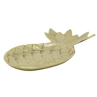 Pineapple Trinket Dish, 28cm Gold Metal Jewellery Ring Tray Catchall Dish Decor
