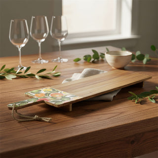 Citrus Mango Wood Serving Board with Legs, 100cm Raised Wooden Serving Platter