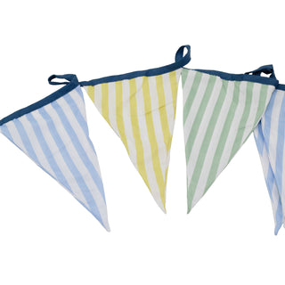 Striped Fabric Bunting 3.2m 12 Flag Pennant Banner Garden Party Decoration