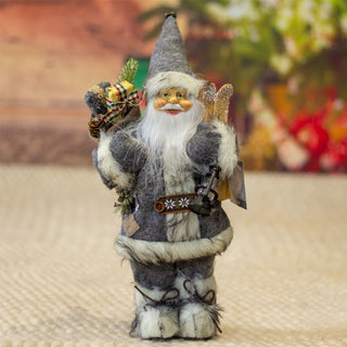 Grey Nordic Father Christmas Santa Claus Figure | Standing Santa Claus Ornament