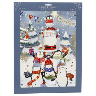 Penguin Tree Christmas Advent Calendar, 41cm Father Christmas & Penguins