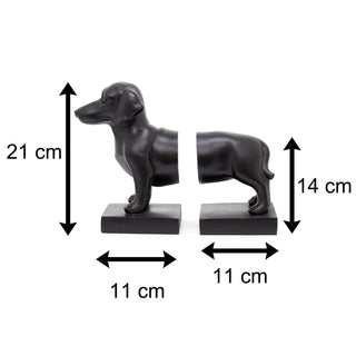 Novelty Sausage Dog Bookends | Resin Dachshund Book End | Statue Animal Book Stopper