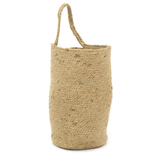 Set Of 2 Jute Hanging Storage Baskets | 2 Piece Jute Rope Woven Storage Bins | Wall Basket With Handles Decorative Baskets