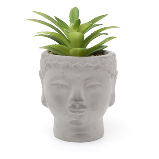 Buddha Head Artificial Succulent Planter | Faux Plant And Planter | Fake Plants Home Decor- 14cm